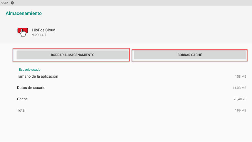 manual hiopos borrar datos cache